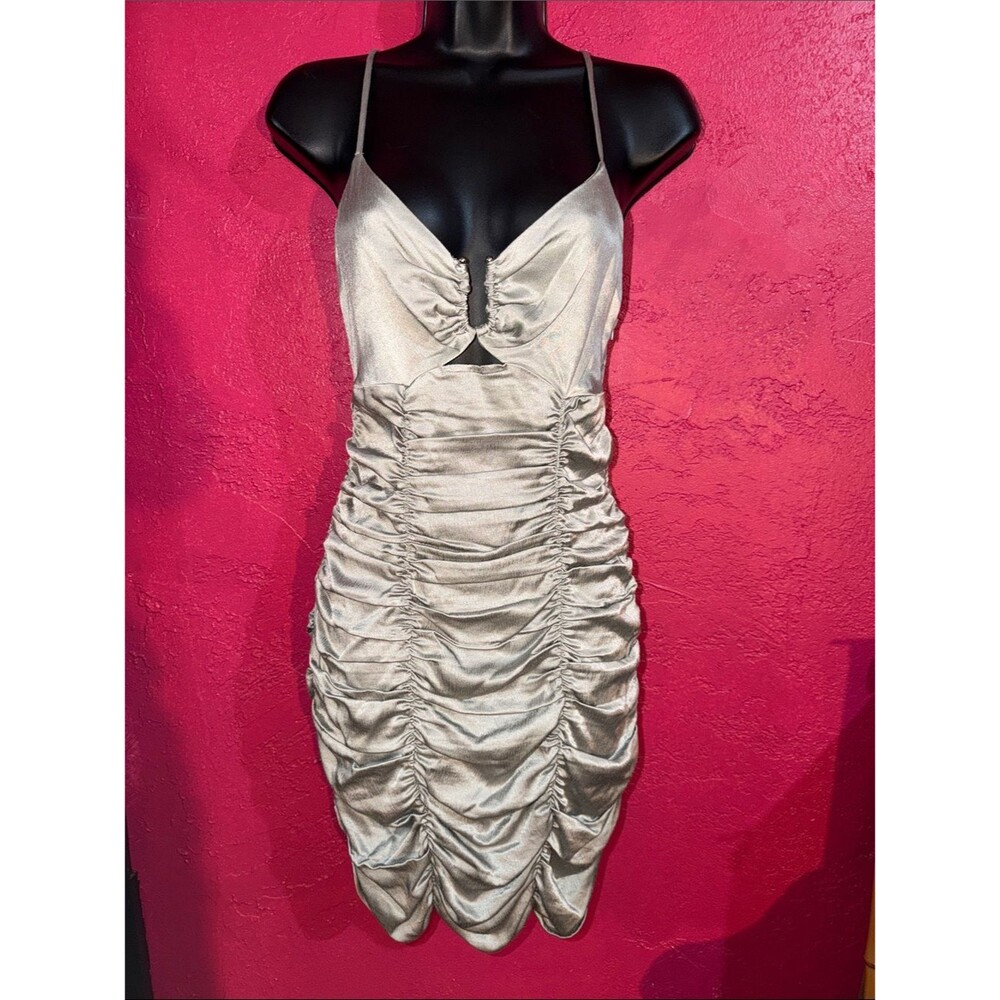 NWOT Zara Satin Effect Silver Mini Dress. Sz XS. Special event, Party, evening